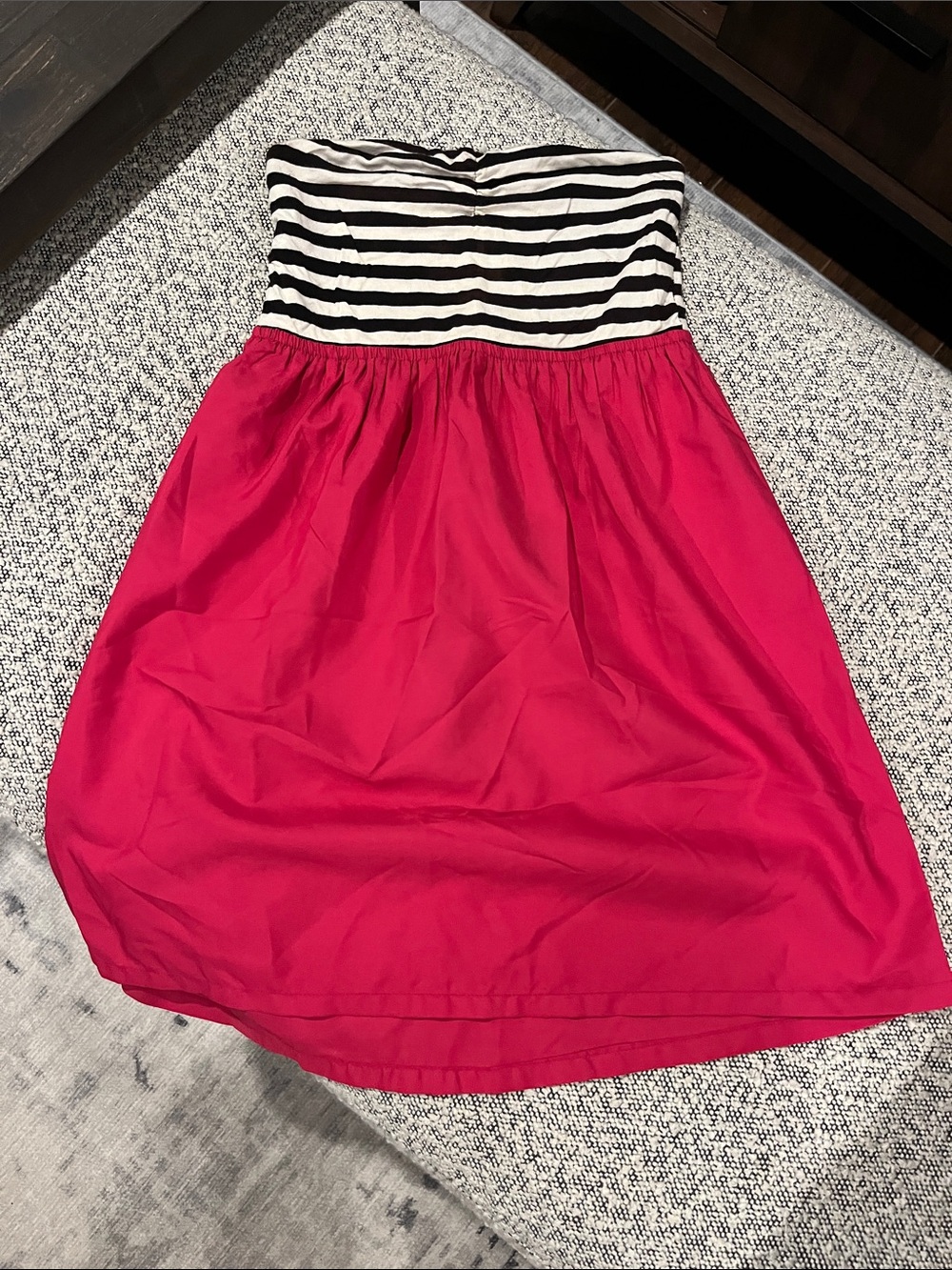 Roxy Striped Bodice Pink Strapless Dress